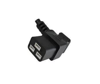 Câble d'alimentation pour appareil froid de C19 à 90° sur C20, 1,5mm², 16A, rallonge, norme VDE, couleur noire, longueur 1,80m.